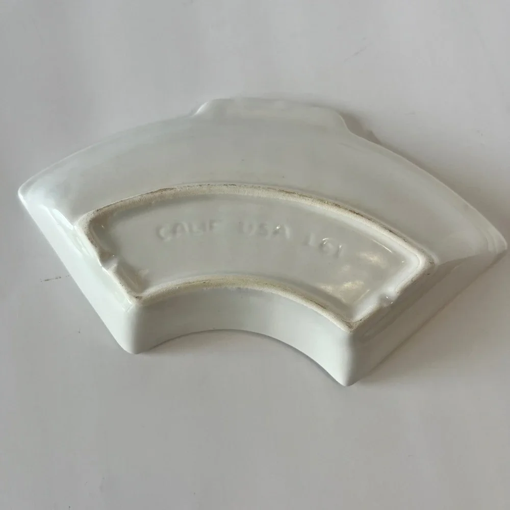 Vintage California Pottery White Fan Shaped Serving‎ Dish Art Deco CALIF USA L61
